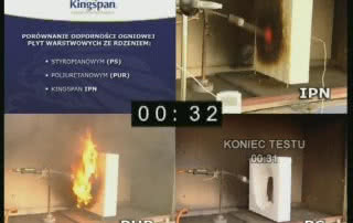 Test ogniowy rdzeni płyt warstwowych